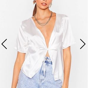 White satin blouse Nastygal NWT